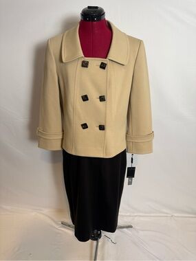 NWT Tahari ASL Skirt Suit Size 8 Camel & Brown 2-Piece Set Blazer & Skirt